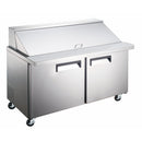 U-Star Refrigerated Mega Top Salad/Sandwich Prep Table, Two Solid Doors, in Stainless Steel