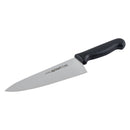 Wide cook's knife with black handle, Adcraft logo on blade