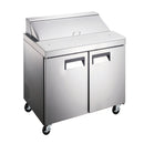 U-Star Refrigerated Salad/Sandwich Prep Table, Two Solid Doors, in Stainless Steel