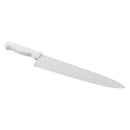 Wide cook's knife with white handle and stainless blade, 12-inch