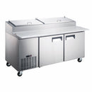 Grista Refrigerated Pizza Prep Table, Two Solid Doors, 18 cu ft Capacity, in Stainless Steel