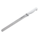 Adcraft wavy edge slicer with white handle and silver serrated blade