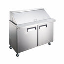 U-Star Refrigerated Mega Top Salad/Sandwich Prep Table, Two Solid Doors, in Stainless Steel