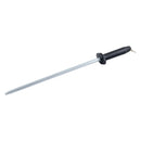 Adcraft 14 in sharpening steel, long silver shaft with dark guard and hanging loop