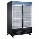 U-Star Merchandiser Freezer, Double Swing Glass Doors, 35.8 cu ft Capacity, in Black