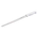 Adcraft 12-inch roast slicer with white handle and labeled blade