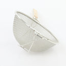 Premium Tinned Double-Mesh Steel Strainer with Reinforced Base, in Silver