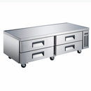 U-Star Chef Base Refrigerator, Four Solid Doors, 19.1 cu ft Capacity, in Stainless Steel