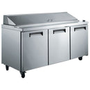 Grista Refrigerated Mega Top Salad/Sandwich Prep Table, Three Doors, 70", in Stainless Steel (GRSLM-3D)