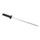 Adcraft 14 in sharpening steel with dark handle and metal shaft, loop end guard