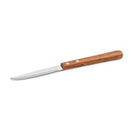 Steak knife with rounded serrated edge, walnut wood handle with three rivets
