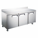 U-Star Worktop Refrigerator, Three Solid Doors, 18.9 cu ft Capacity, in Stainless Steel
