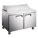 U-Star Refrigerated Salad/Sandwich Prep Table, Two Solid Doors, in Stainless Steel