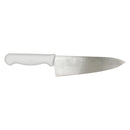 White wide cook's knife with stainless blade and pointed tip