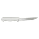Wide boning knife, white ergonomic handle, stainless-steel blade