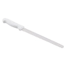 10-inch wavy edge slicer with white handle and serrated blade
