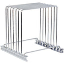 Stainless steel cutting board rack with vertical slots and base support