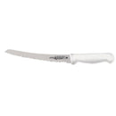 Adcraft 10-inch curved bread knife with wavy edge, white handle