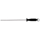 12-inch sharpening steel with silver rod and black handle loop