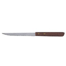 Adcraft steak knife with brown wooden handle and serrated blade