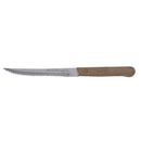 Adcraft steak knife with serrated pointed blade and brown wooden handle