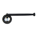 Long black gas hot plate burner assembly with circular mounting base and flame cap