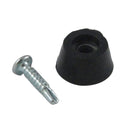 Black rubber cone foot with center hole and included metal screw