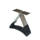Metal hopper bracket with two angled mounting arms and flat top plates