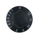 Black temperature control knob with numbered settings 0–12