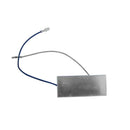 Mica heating plate with rectangular metal pad and blue wire leads for WP-2